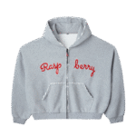 Raspberry Script Zip Up Hoodie