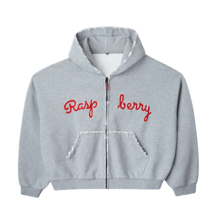 Raspberry Script Zip Up Hoodie