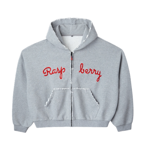 Raspberry Script Zip Up Hoodie
