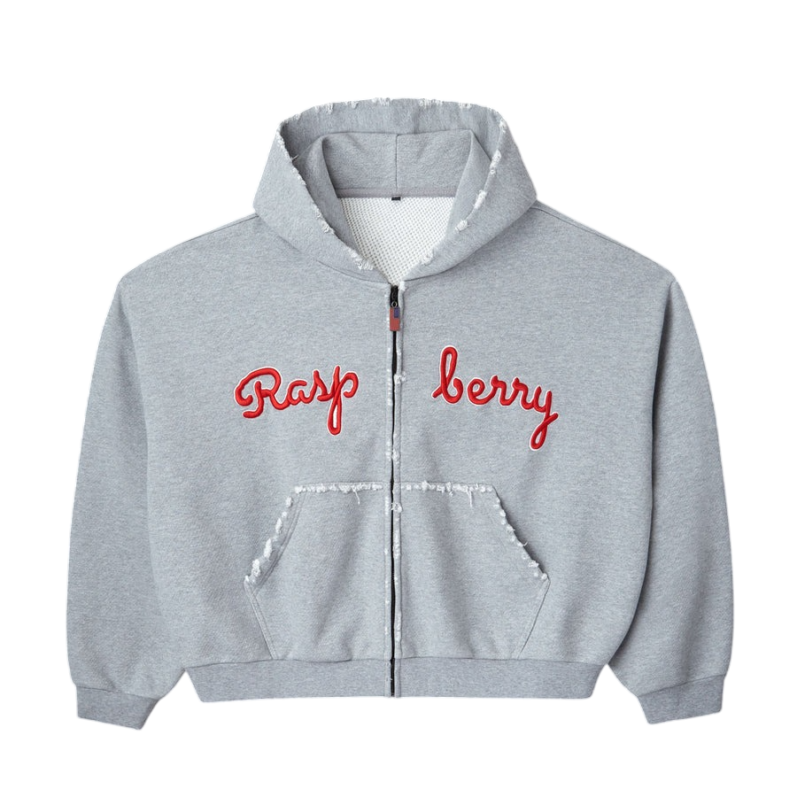 Raspberry Script Zip Up Hoodie